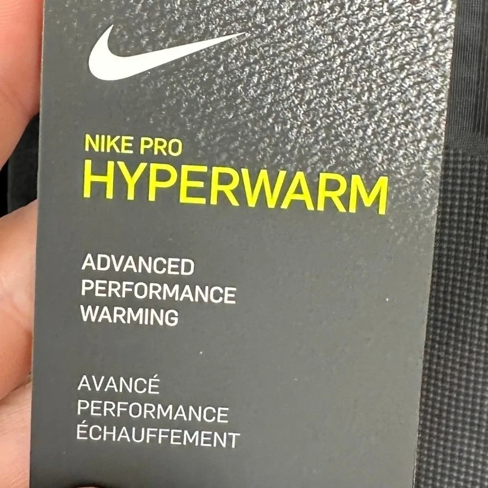 NEW Nike Pro Shirt Men Medium Hyperwarm Black Fitted Training Activewear Stretch